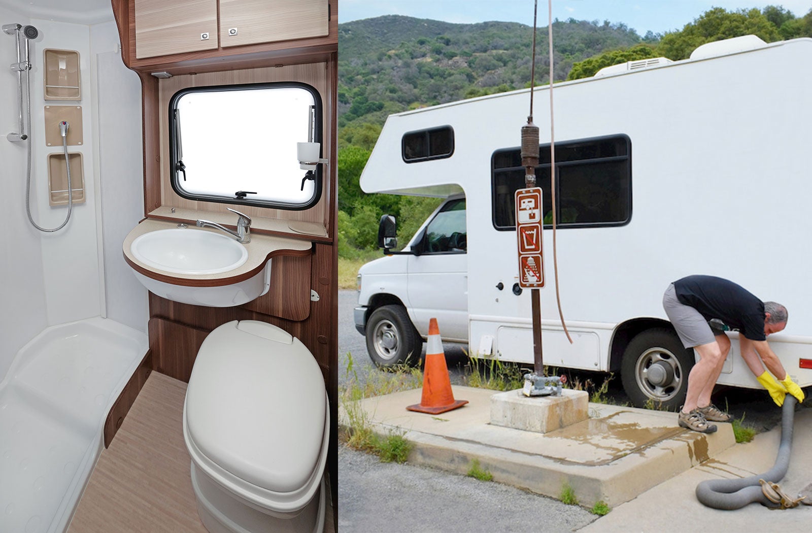 Portable RV/camper toilet and holding tank setup in Hillsdale, Michigan